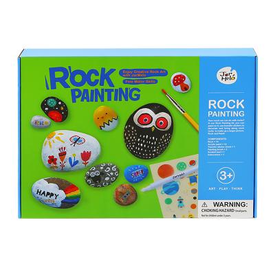 China Non-toxic Stone Color Stone Kids Painting Creativity Drawing Toy Rock Painting Kit for sale