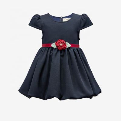 China Washable Custom Kids Clothing Elegant Short Sleeve Flower Kids Girls Dress Solid Color Dress Up Dresses For Girls for sale