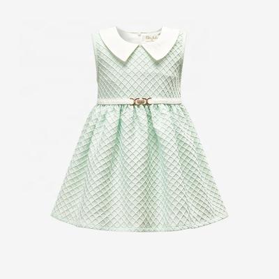 China Manufacturer Direct Selling New Summer Square Washable Girls Sleeveless Collar Striped Jacquard Daily Dress Dress for sale