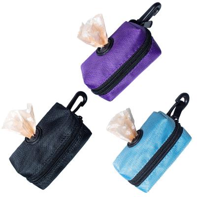 China Viable Hot Selling Solid Color Polyester Dog Poop Bag Holder Running Pet Waste Bag Dispenser for sale