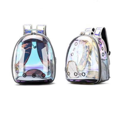 China Viable Pet Love Gifts Laser Shoulder Cat Travel Bag Transparent Space Pet Bag Backpacks For Dogs for sale