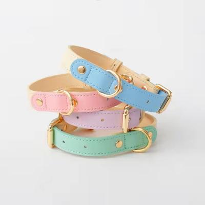 China New Design Personalized Color Matching Eco-Friendly Leather Dog Collar Customizable for sale