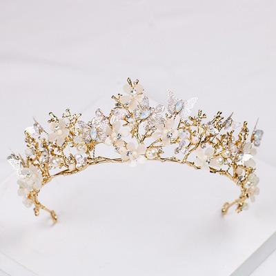 China Popular Teardrop Drop Front Chain Tiara And Crown Headband Wedding Bridal Party Prom for sale