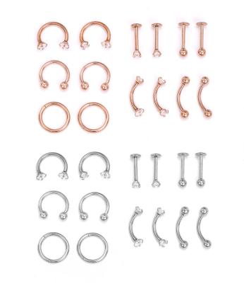 China Fashionable Set Stainless Steel L Shaped Channel Nose Ring Rings Sellers Nose Cuff Gold for sale