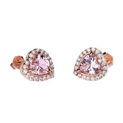 China FASHIONABLE pink crystal heart 925 sterling silver rhinestone earrings wholesale jewelry women poular earrings for sale