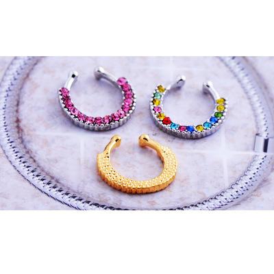 China FASHIONABLE Charming Exotic Clip On Face Nose Rings Sellers CC Ring Gold for sale