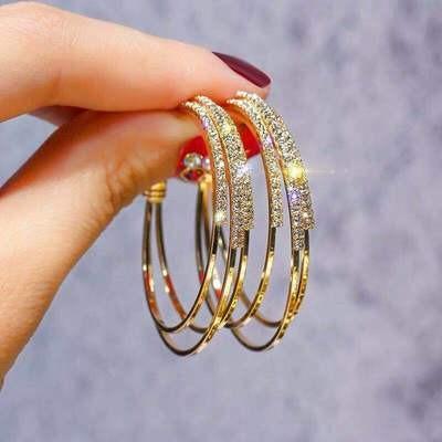 China Cheap wholesale 925 fashion channel needle earings gold circle stainless steel silver trendy large part earrings for sale