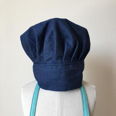 China Adult Adjustable Elastic Chef Cap Anti-Static Custom Logo Chef Hat Denim Cap for sale