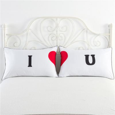 China White Washable Hotel And Home Viable Custom Design Printed Cotton Pillowcase Pairs Logo Pillow Cover for sale