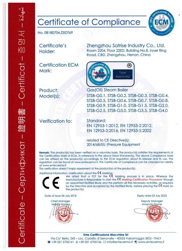 CE - Zhengzhou Satrise Industry Co., Ltd.