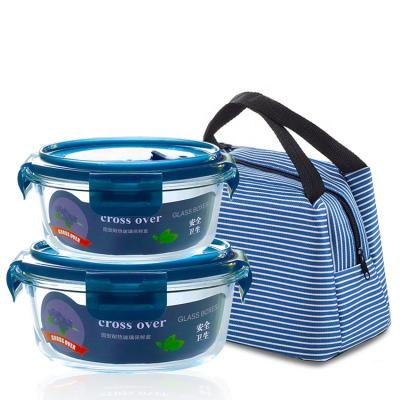 China Good quality storage glass food container heatable bowls with bags wholesale for sale