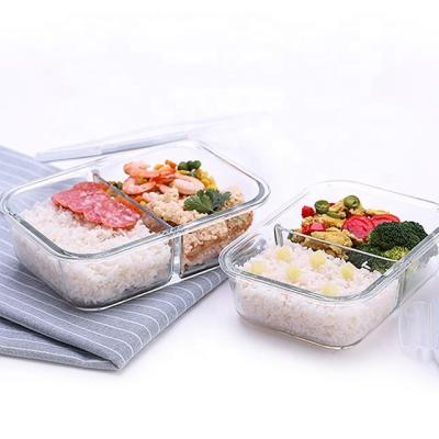 China Good quality unbreakable freshness preservation microwave pyrex glass lunch box with divider bag wholesale for sale