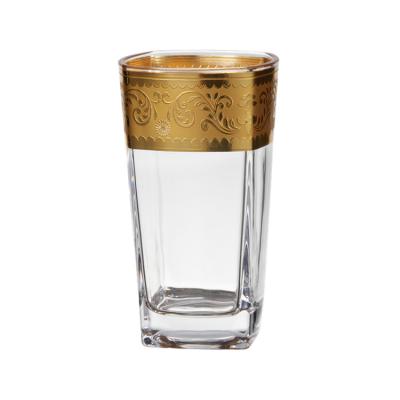 China New wholesale cheap stemless gold rimmed glassware classic/postmodern restaurant good quality vintage wine glass for sale