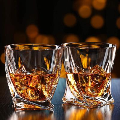 China Luxury Lead Free Liquor Barware Glassware Twisted Whiskey Glass For Bourbon Macellan Tequila Whiskey Cocktails for sale