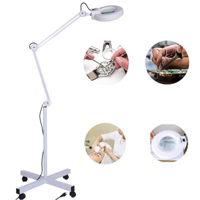 China Professional Floor Standing Magnifying Lamp Magnifying Lamp Led Cosmetic Beauty 5X LED Magnifier Lamp for sale