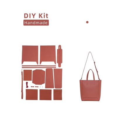 China Daily Used Gifts and Crafts Cow Space Leather Bag Large Tote Bag Red Genuine Leather Large Bag Daily Use Making DIY Kit for sale