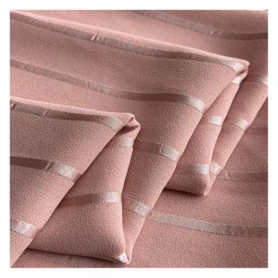 China Dyed Shrink-Resistant Bar 100% Chiffon Polyester Jacquard Chiffon Fabric For Dress Garment for sale