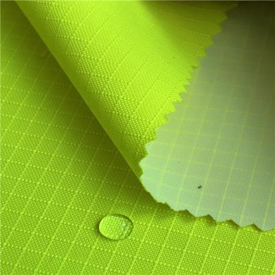 China EN20471 Fluorescent Yellow Waterproof Plaid Oxford Fabric 100% Polyester Fabric For Police Uniform for sale