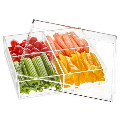 China Factory Wholesale High Quality Clear Food Box Tray 4 Sectional Custom Acrylic Trays for sale