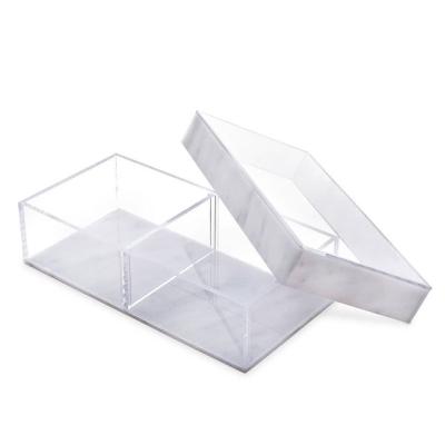 China Viable Color 2 Section Tray Box Acrylic Boxes With Marble Lids for sale