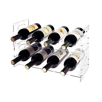 China 2 Tilers Clear Wine Bottle Display Rack Luxury Custom Acrylic Wine Rack Factory for sale