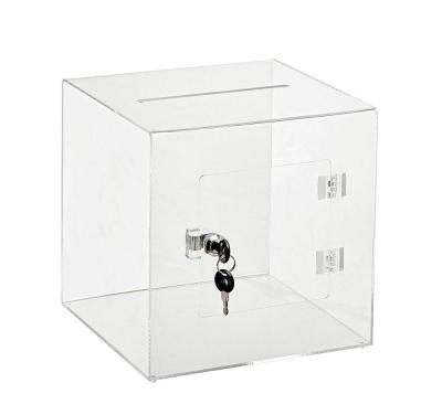 China Factory wholesale cube acrylic idea box clear acrylic display box with lock 2 keys for sale