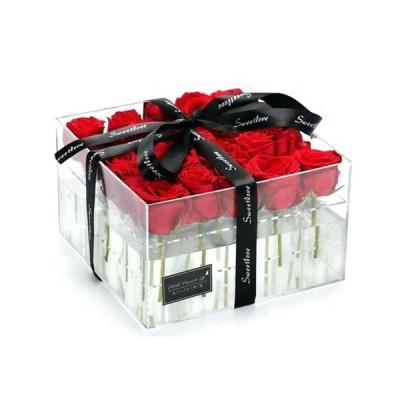 China Recycled Materials Waterproof Rose Gift Box Clear Acrylic Box Flower for sale