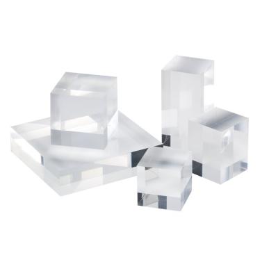 China Custom Clear Empty Custom Cube Block Acrylic Block Clear for sale