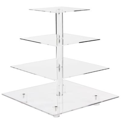 China Factory Wholesale 4 Tier Cupcake Display Stand Square Acrylic Cake Stand for sale