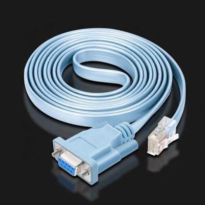 China Driving Custom Switch Flat Rj45 To Db9 Rs232 Console Cable 2M Db 9 Pin Rs 232 Female To Rj45 Rollover Serial Data Console Cable for sale