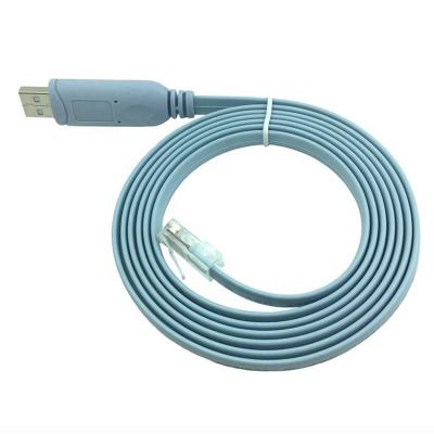 China 6FT Ftdi COMPUTER Switch Usb To Serial Cable Lan Ethernet To Usb Rollover Console Cable RJ45 Converter Driver Serial Blue For Router for sale