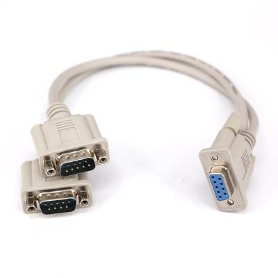 China Printer DB9 Y Splitter Cable Male To Male DB9 Connectors DB9 Female Extension Cable To D-sub 9 Pin Plug Molded Serial RS232 for sale