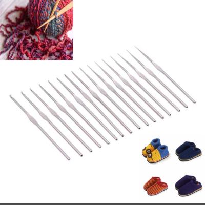 China 16pcs Durable Smooth Handle Knitting Tool Electroplate Crochet Hooks Steel Knitting Needles With Different Size for sale