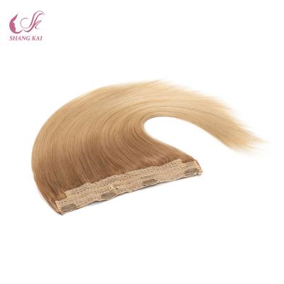 China Wholesale Good Quality 100% Natural Straight Human Hair Double Drawn Halo Hair Extensions For Woman for sale