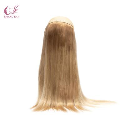 China Wholesale Good Quality 100% Natural Straight Human Hair Double Drawn Halo Hair Extensions For Woman for sale