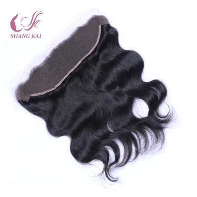 China Indian Hair 8A Virgin Hair Extension 13x4 Body Wave Hair Ear To Ear Elastic Band Lace Frontal Closure for sale