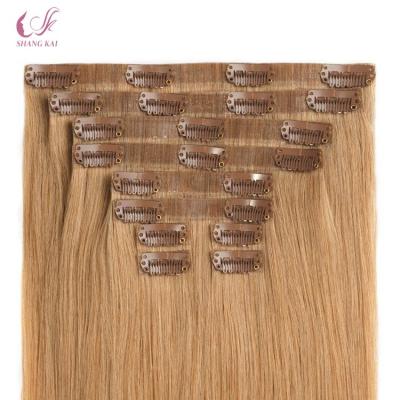 China Central Institute of Statistics 100% Human Pulled Straight Remy Hair Extensions Double Clip Factory Price for sale