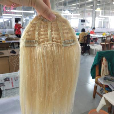 China Double Pulled 100% High Quality Straight Pu/Lace/Seamless Human Hair Clip In Hair Extensions For Woman for sale