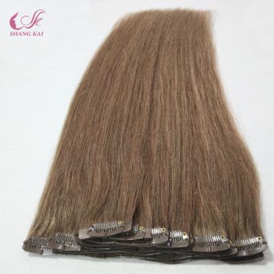 China High Quality Double Drawn Hair Straight 100% PU Seamless Clip In Hair Extensions For Woman for sale