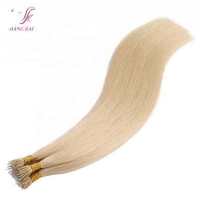 China Virgin Blonde Straight Remy Full Cuticle Aligned Nano Ring Hair Extensions From Factory Priec for sale