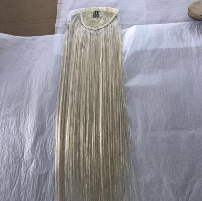 China Hot Selling Brazilian Russian Blonde Regular Wave Drawstring Wrap Ponytail Hair Extensions for sale