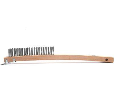 China Cleanging Steel Wire Brush With Long Wooden Handle Steel Head for sale