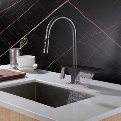 China Smart Electric Faucets Waterfall Rainfall Power Generation Digital Display Kitchen Copper Faucet High End for sale