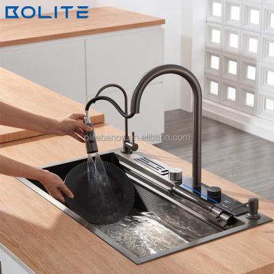 China With New Double Faucet Modern Multifunctional Luxury Stainless Steel Kitchen Sink Kitchen Sink for sale