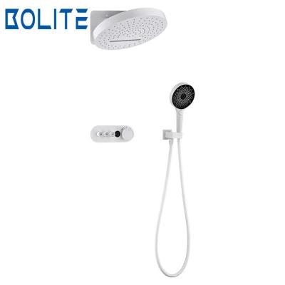 China Wall Mounted With Slide Bar Rain Waterfall Constant Temperature Shower Faucet With New Temperature Display for sale