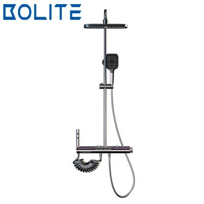 China With Slide Bar Digital Display Shower Faucet Wall Mounted Gray Solid Brass Bathtub Piano Shower Head Set for sale