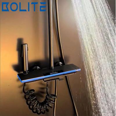 China With Slide Bar Aurora Atmosphere Lamp Thermostatic Shower Digital Display Home Bathroom Smart Shower for sale