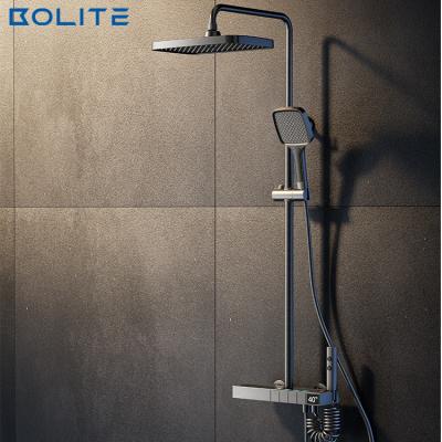 China With Sliding Bar Digital Constant Temperature Bathroom Rainwater Luxury Bathroom Shower Set Brass Shower Spout for sale