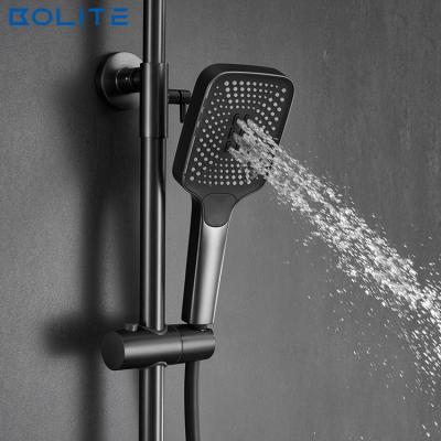 China With Smart Shower Gun Function Digital Display Slide Bar Waterfall Waterfall Faucet Shower Set Wall Mounted for sale