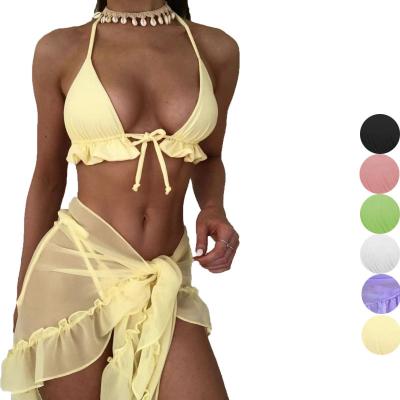 China Anti-Bacterial Ruiyi 2023 New thong bikini swimsuit cover up swimwear luxury 3 piece bikini set swimsuit with cover ups for sale